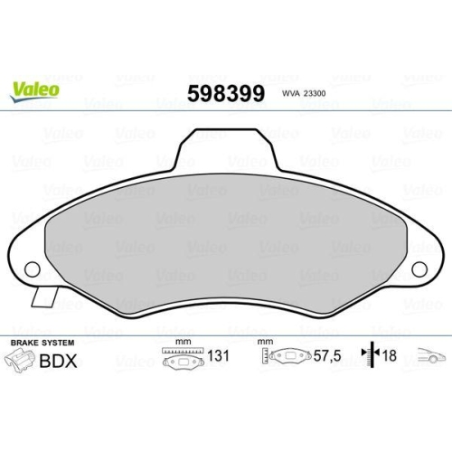 VALEO Bremsbelagsatz, Scheibenbremse 598399