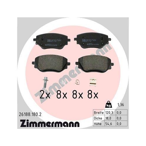 ZIMMERMANN Bremsbelagsatz, Scheibenbremse 26188.180.2