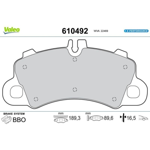 VALEO Bremsbelagsatz, Scheibenbremse E-PERFORMANCE 610492