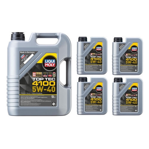Liqui Moly Motoröl Motorenöl Top Tec 4100, 5W-40, 9 Liter, Art-Nr. 3700 + 3701