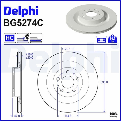 DELPHI Bremsscheibe BG5274C