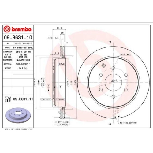 BREMBO Bremsscheibe PRIME LINE - UV Coated 09.B631.11
