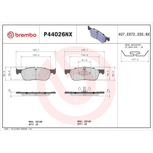BREMBO Bremsbelagsatz, Scheibenbremse XTRA LINE - Ceramic P44026NX