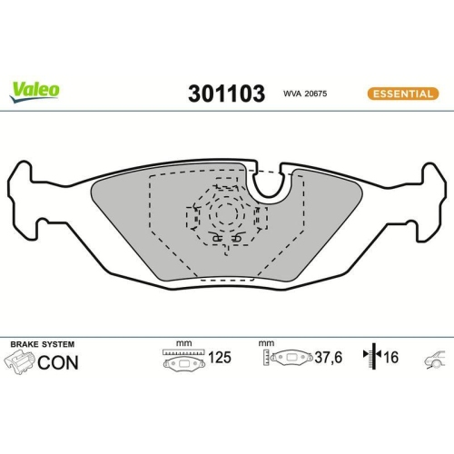 VALEO Bremsbelagsatz, Scheibenbremse ESSENTIAL 301103