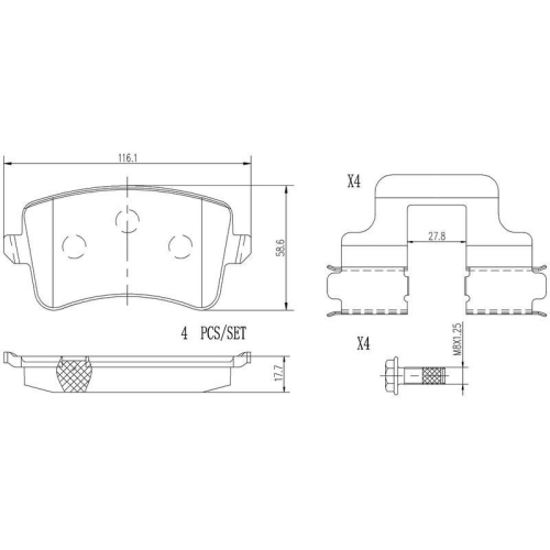 BREMBO Bremsbelagsatz, Scheibenbremse XTRA LINE - Ceramic P85100NX