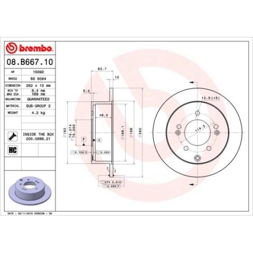 BREMBO Bremsscheibe PRIME LINE - UV Coated 08.B667.11