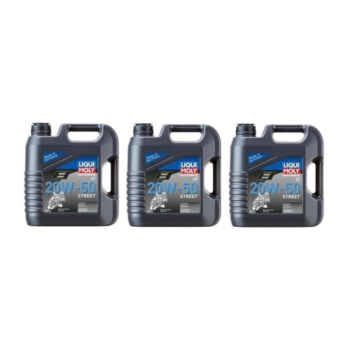 3x Liqui Moly Motor&ouml;l Motorbike 4T 20W-50 Street 4-Liter Kanister 1696 12 Liter