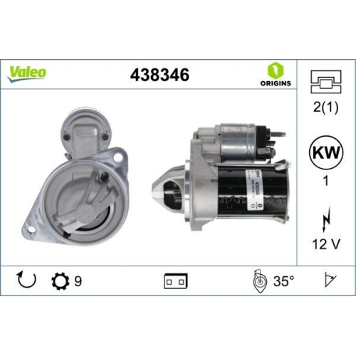 VALEO Starter VALEO ORIGINS NEW OE TECHNOLOGIE 438346