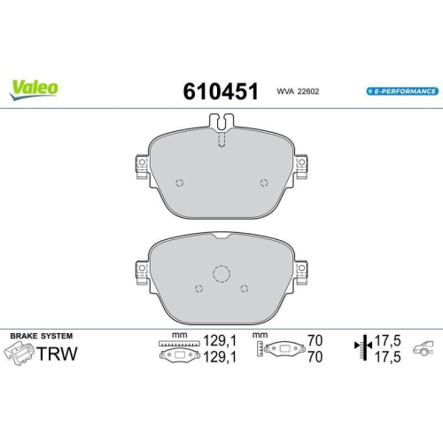 VALEO Bremsbelagsatz, Scheibenbremse E-PERFORMANCE 610451