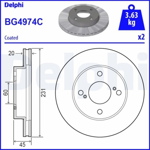DELPHI Bremsscheibe BG4974C