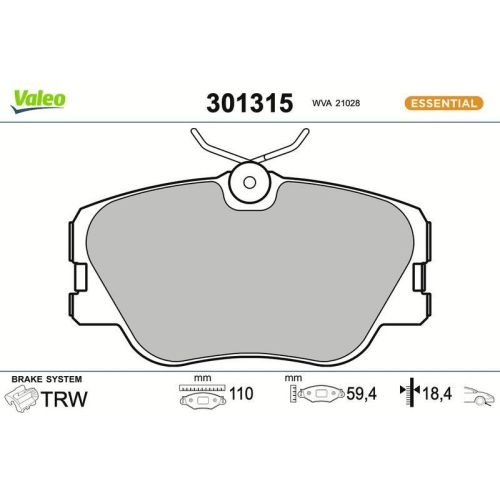 VALEO Bremsbelagsatz, Scheibenbremse ESSENTIAL 301315