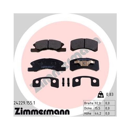 ZIMMERMANN Bremsbelagsatz, Scheibenbremse 24229.155.1