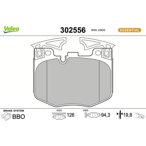 VALEO Bremsbelagsatz, Scheibenbremse ESSENTIAL 302556
