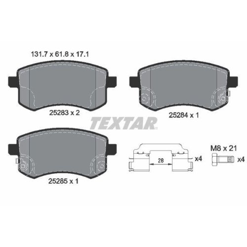 TEXTAR Bremsbelagsatz, Scheibenbremse Q+ 2528301