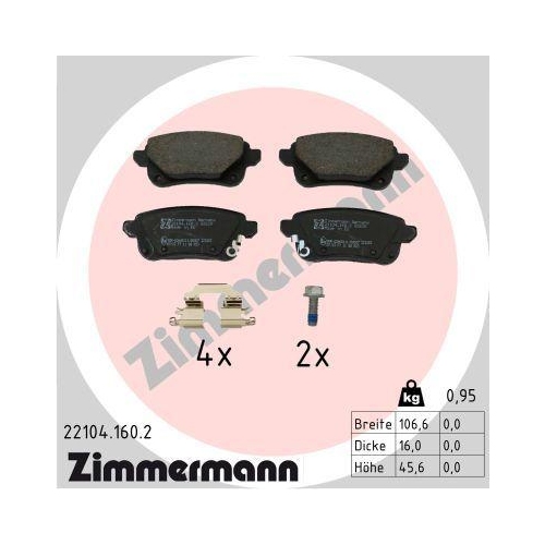 ZIMMERMANN Bremsbelagsatz, Scheibenbremse 22104.160.2