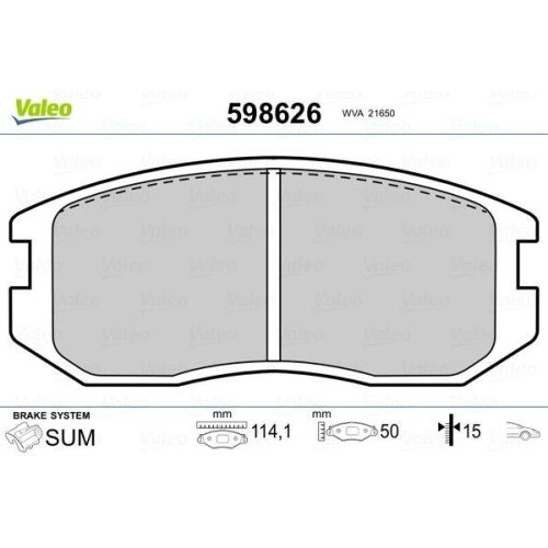 VALEO Bremsbelagsatz, Scheibenbremse 598626