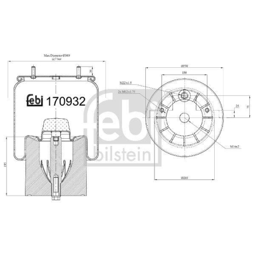 FEBI BILSTEIN Federbalg, Luftfederung 170932