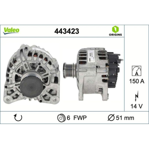 VALEO Generator VALEO ORIGINS - NEW O.E. TECHNOLOGIE 443423