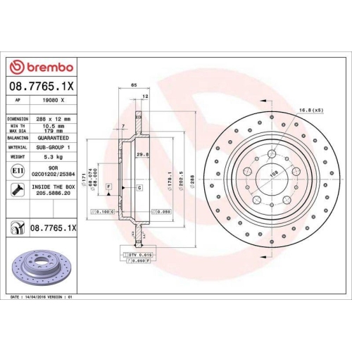 BREMBO Bremsscheibe XTRA LINE - Xtra 08.7765.1X