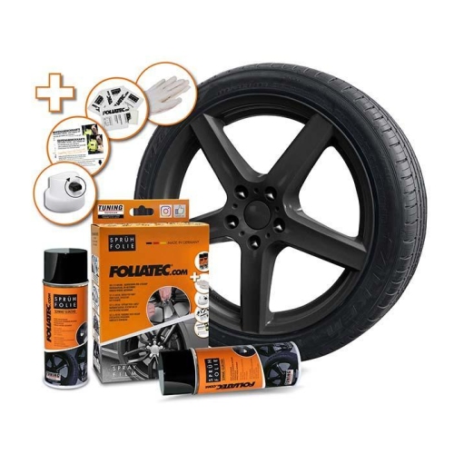 Foliatec Spr&uuml;hfolie schwarz gl&auml;nzend 2x 400ml Spr&uuml;hfolien-Set inkl. Zubeh&ouml;r