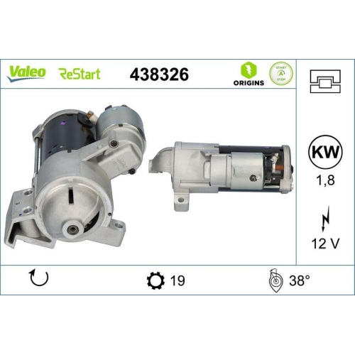 VALEO Starter VALEO ORIGINS STOP&START - NEW O.E. TECHNOLOGIE 438326