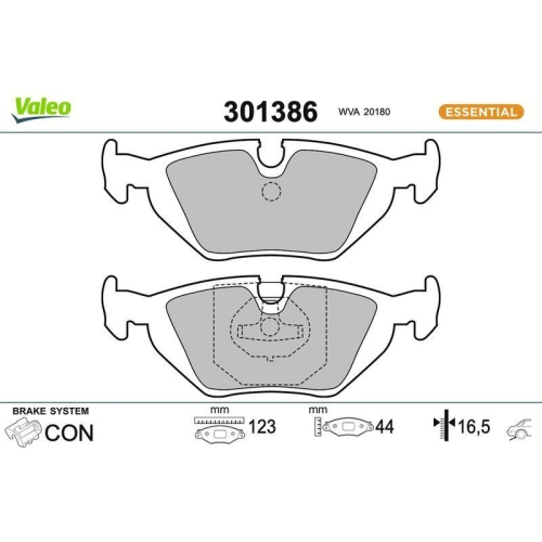 VALEO Bremsbelagsatz, Scheibenbremse ESSENTIAL 301386