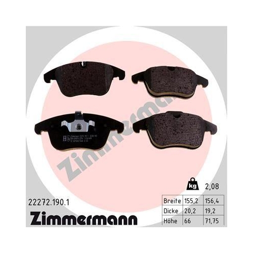 ZIMMERMANN Bremsbelagsatz, Scheibenbremse 22272.190.1