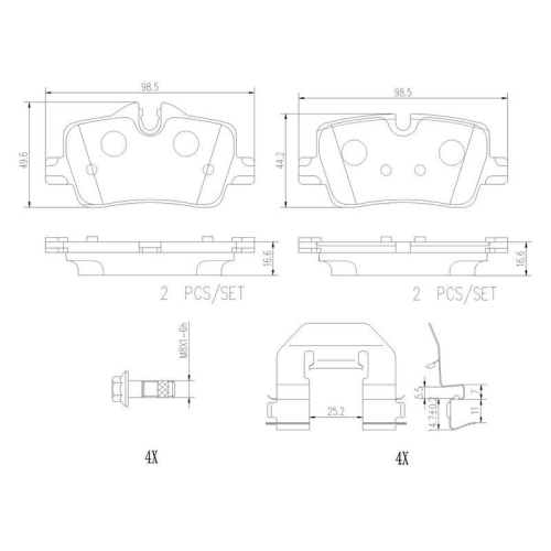 BREMBO Bremsbelagsatz, Scheibenbremse XTRA LINE - Ceramic P06113NX