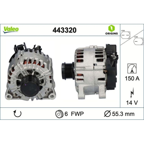 VALEO Generator VALEO ORIGINS NEW OE TECHNOLOGIE 443320