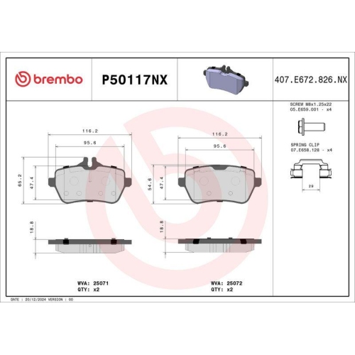 BREMBO Bremsbelagsatz, Scheibenbremse XTRA LINE - Ceramic P50117NX