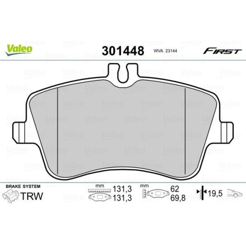 VALEO Bremsbelagsatz, Scheibenbremse FIRST 301448