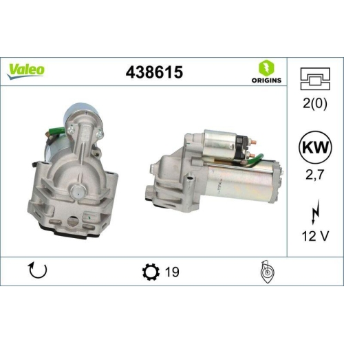VALEO Starter VALEO ORIGINS NEW OE TECHNOLOGIE 438615