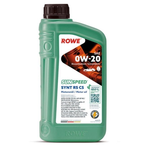 Motoröl Motorenöl SUNSPEED Synt RS C5 0W20 1 Liter 1L ROWE 4920379-0010-99