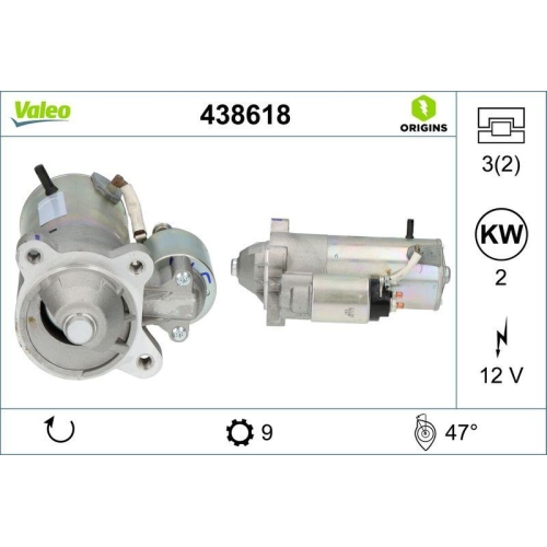 VALEO Starter VALEO ORIGINS NEW OE TECHNOLOGIE 438618