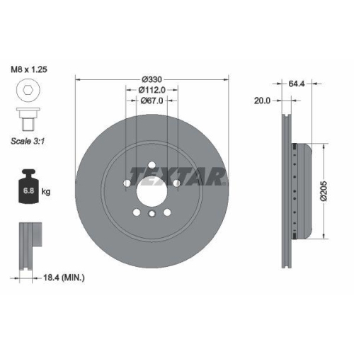 TEXTAR Bremsscheibe PRO+ 92305125