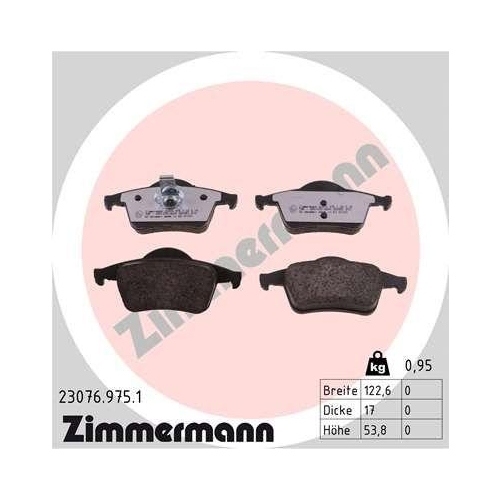 ZIMMERMANN Bremsbelagsatz, Scheibenbremse rd:z 23076.975.1