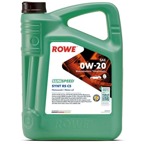 Motoröl Motorenöl SUNSPEED Synt RS C5 0W20 5 Liter 5L ROWE 4920379-0050-99
