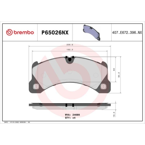 BREMBO Bremsbelagsatz, Scheibenbremse XTRA LINE - Ceramic P65026NX