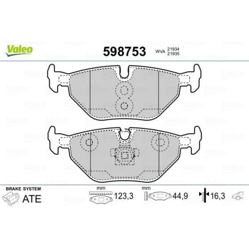 VALEO Bremsbelagsatz, Scheibenbremse 598753