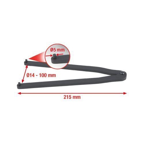 Stirnlochschl&uuml;ssel 14 - 100 mm mit Zapfendurchmesser 5,0 mm KS TOOLS 150.2407
