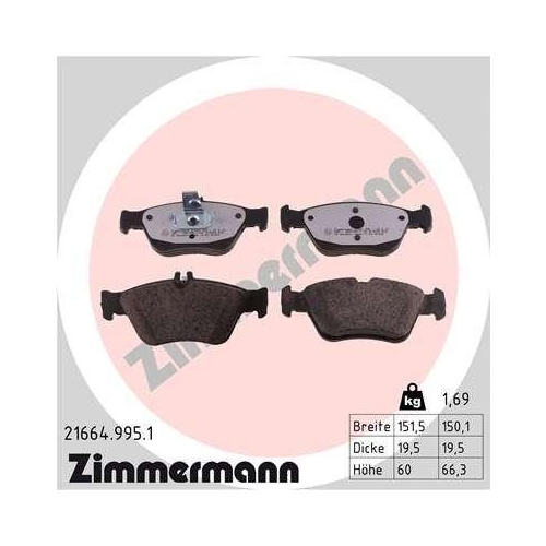 ZIMMERMANN Bremsbelagsatz, Scheibenbremse rd:z 21664.995.1