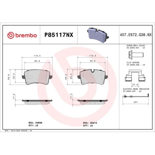 BREMBO Bremsbelagsatz, Scheibenbremse XTRA LINE - Ceramic P85117NX