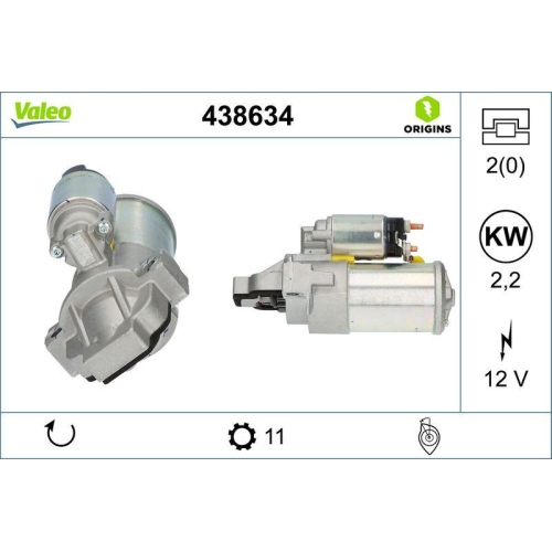 VALEO Starter VALEO ORIGINS NEW OE TECHNOLOGIE 438634