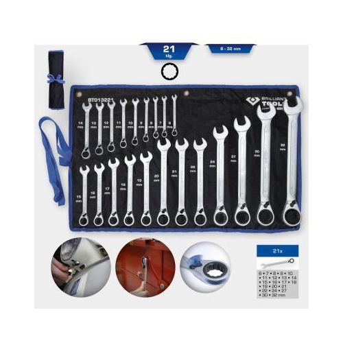 Ratschenringschl&uuml;ssel-Satz, 21-tlg, umschaltbar, 6 - 32 mm BRILLIANT TOOLS