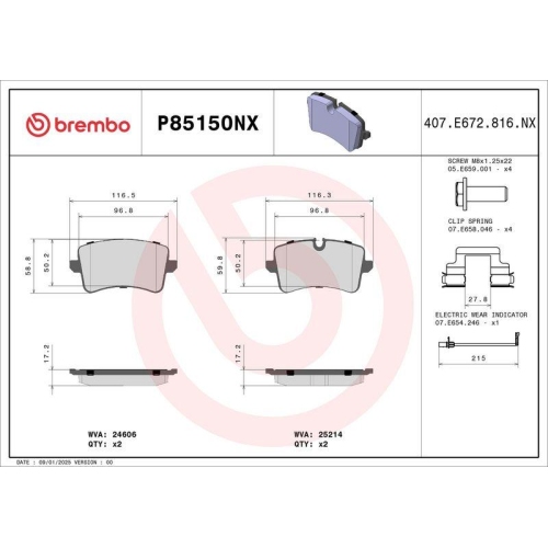 BREMBO Bremsbelagsatz, Scheibenbremse XTRA LINE - Ceramic P85150NX