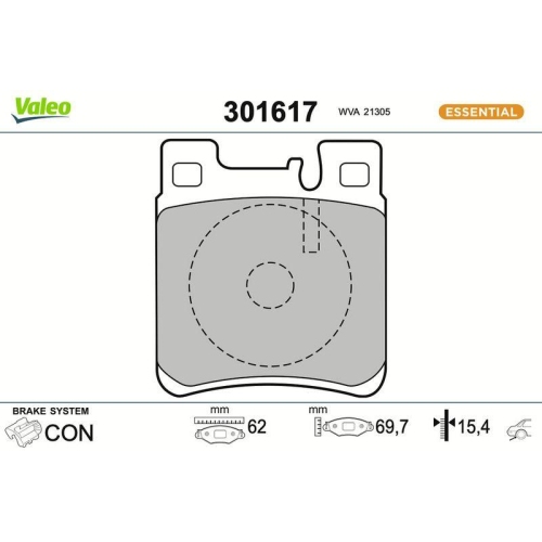 VALEO Bremsbelagsatz, Scheibenbremse ESSENTIAL 301617