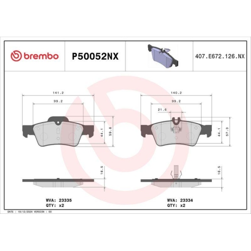 BREMBO Bremsbelagsatz, Scheibenbremse XTRA LINE - Ceramic P50052NX