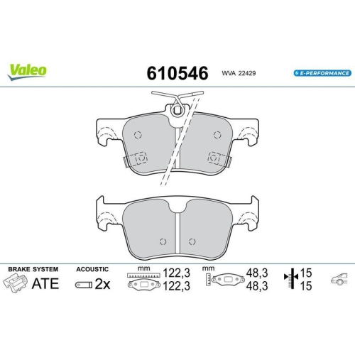 VALEO Bremsbelagsatz, Scheibenbremse E-PERFORMANCE 610546