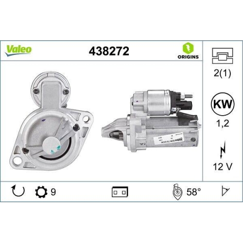 VALEO Starter VALEO ORIGINS - NEW O.E. TECHNOLOGIE 438272