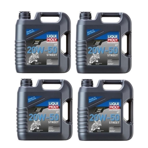 4x Liqui Moly Motor&ouml;l Motorbike 4T 20W-50 Street 4-Liter Kanister 1696 16 Liter